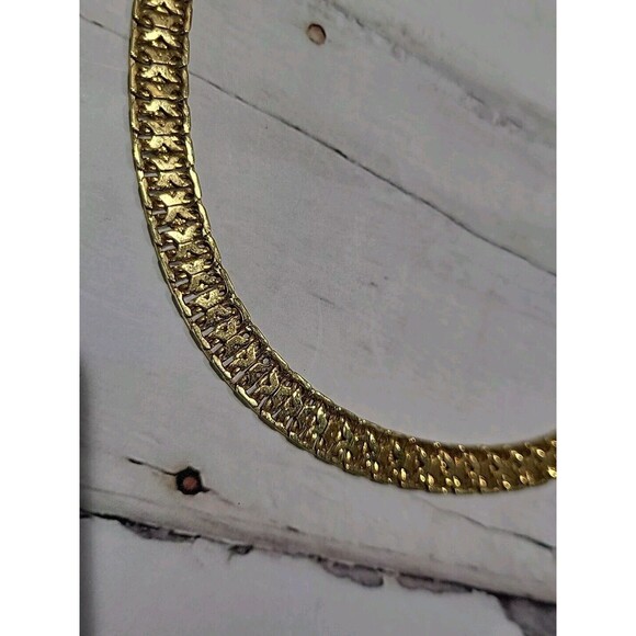 Vintage 70s Monet Fancy X Link Chain Yellow Gold Tone Necklace 16" - Picture 4 of 6